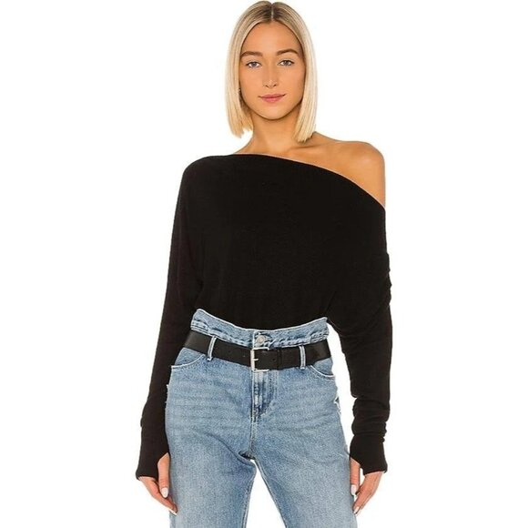 Rare Michael Lauren Santos Black Long Sleeve Drop Shoulder Sweater L RDD10470 - Picture 1 of 10